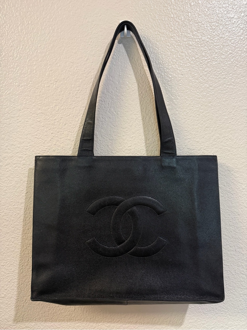 CHANEL Black Leather Tote Bag